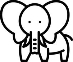 Delgado línea Arte elefante icono en plano estilo. vector