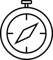 Black line art chronometer or stop watch in flat style. vector