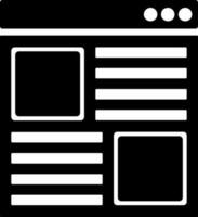 Black and White webpage icon in flat style. vector