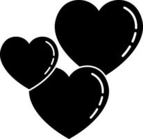 Three heart glyph icon in flat style. vector