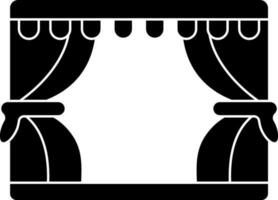 Black and White curtains icon in flat style. vector