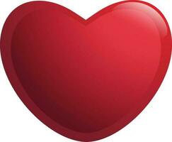 Glossy red heart shape on white background. vector