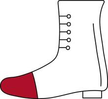 Red and White Boot Icon in Flat Style. vector