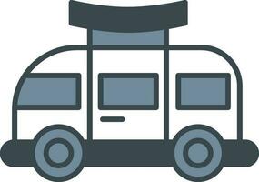 Camper Van Icon In Gray And White Color. vector