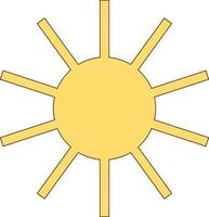 Isolated icon of sun in yellow color. vector