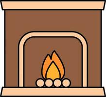 Chimney Or Fireplace Icon In Brown And Peach Color. vector