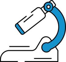 Microscope Icon In Blue And White Color. vector