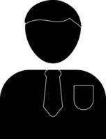Character of a black faceless male wearing tie. vector