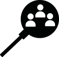 Character of men icon in magnifying glass. vector