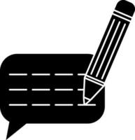 escribir comentario icono en negro y blanco color. vector