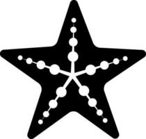 negro y blanco estrella de mar icono en plano estilo. vector