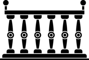 Black and White railing or fence icon in flat style. vector