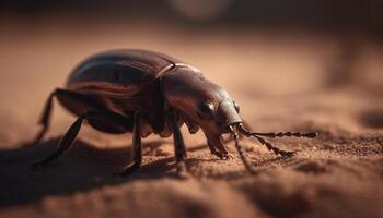 con cuernos gorgojo gateando en planta en naturaleza generado por ai foto