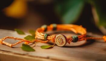 Ornate wristband symbolizes Indian culture spirituality accuracy generated by AI photo