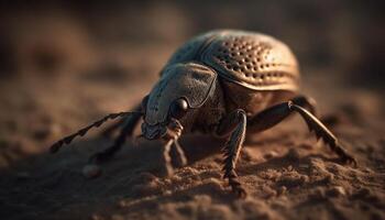 Small weevil crawling on green plant outdoors generated by AI photo