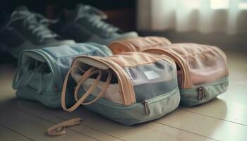 de moda hombres paquete equipaje para aventuras viaje generado por ai foto