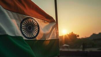 Sunrise over national landmark symbolizes Indian unity generated by AI photo