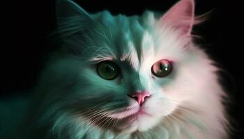 Fluffy Persian kitten staring, beauty in nature generated by AI photo