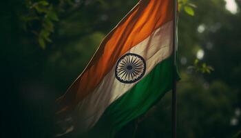 Waving indian flag symbolizes pride and patriotism generated by AI photo