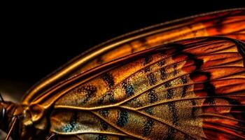 Vibrant butterfly wing pattern in extreme close up generated by AI photo