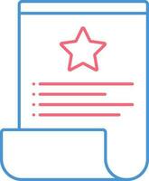 Scroll Paper with Star Icon in Red and Blue Line Art. vector