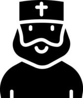 Clergyman Character Icon In black and white Color. vector