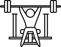 Weightlifting Icon In Black Line Art. vector