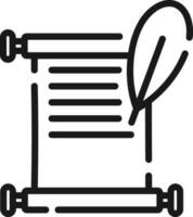 Scroll Letter with Feather Icon in Line Art. vector