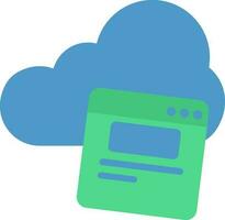 Cloud With Website Icon In Blue And Green Color. vector