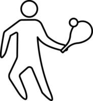 Table Tennis Player Icon In Black Outline. vector