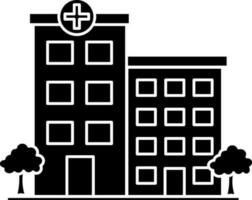 ilustración de hospital edificio icono en negro y blanco color. vector