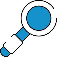 Magnifying Glass Icon In Blue And White Color. vector