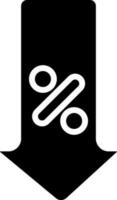 Percentage Arrow Down Icon in black and white Color. vector