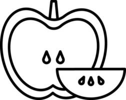 Apple Slices Icon in Black Thin Line. vector