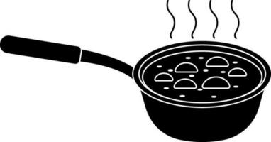 Hot frying pan in black color. vector