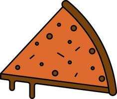 Pizza Slice Icon In Brown And Orange Color. vector