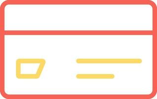 Payment Card Icon in Red and Yellow Line Art. vector