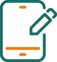 Edit Smartphone icon in green and orange line art. vector