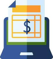 Financial Document in Laptop Screen Color Icon. vector