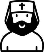 Clergyman Character Icon In Black and White Color. vector