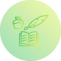 icono de vector de pluma y libro único