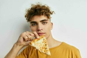 kinky guy pizza snack fast food Lifestyle unaltered photo