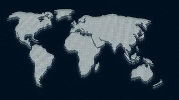 Welt Karte animiert mit Standorte Symbol und Perspektive auf Blau Hintergrund. Geographisches Positionierungs System Standort, Navigation und Reise Konzept. video
