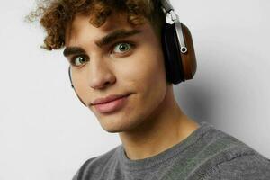 Attractive man headphone music technology Lifestyle unaltered photo