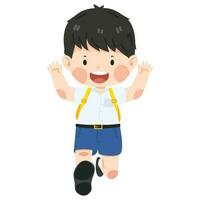 Happy boy student Running children vector