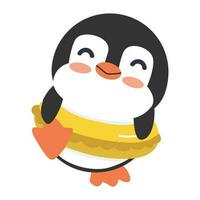 Cute penguin inflatable rubber ring vector