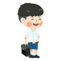 Cute boy student  holding  bag education vector