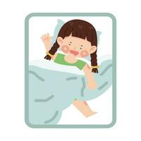 Girl sleeping on bed in bedroom vector