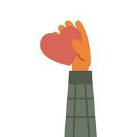 Hand with a red heart vector