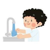 Student washing  hands in sink vector